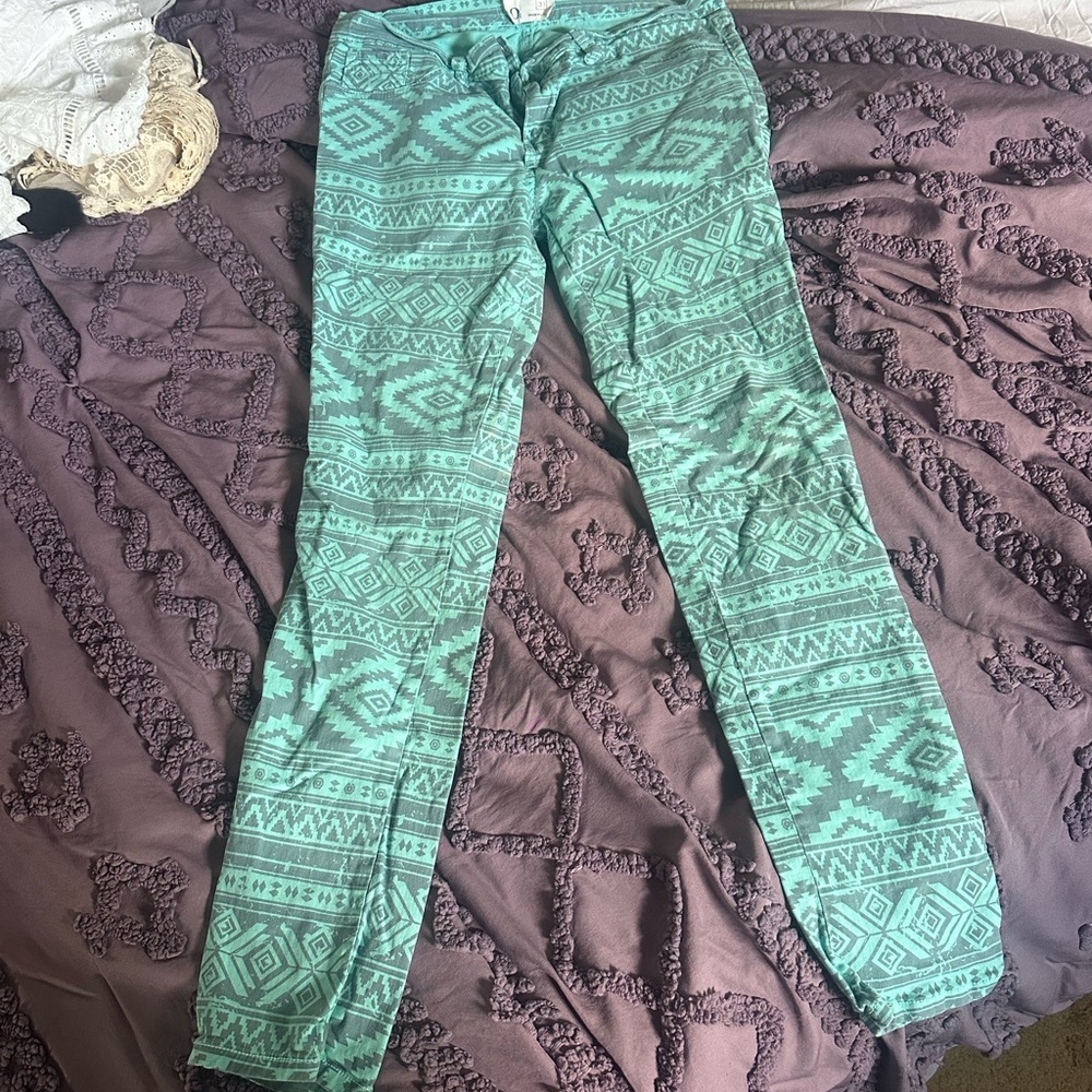 Tribal Patterned Turquoise Women's Jeans